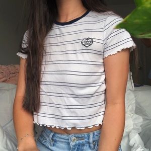 F21 Blue Striped Crop Top